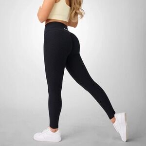 Boombooty Black Textured Scrunch Butt Lifting Leggings Womens XL High Waist
